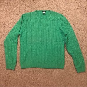 J. Crew Green Cable Knit Sweater